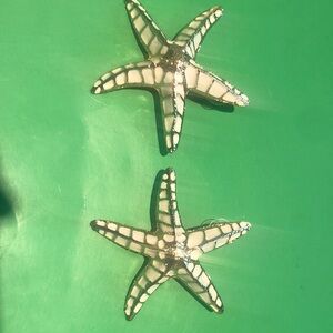 Free People White and Silver Starfish Drop Earrings